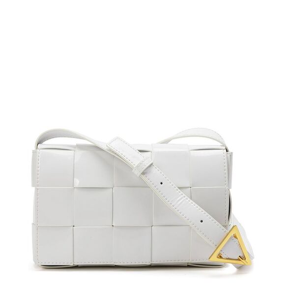 Tiffany & Fred Paris Woven Leather Messenger Bag, White - Picture 1 of 3